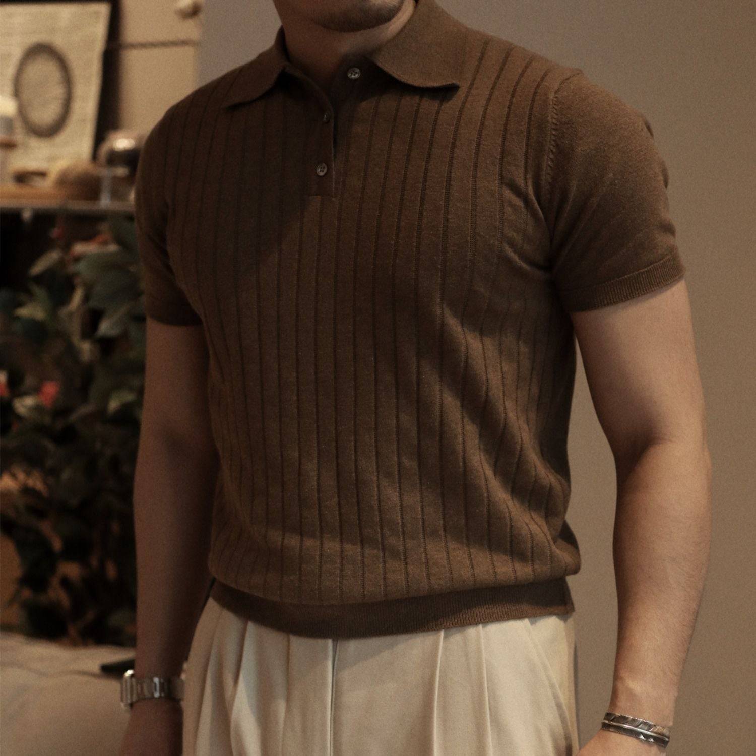 Camisa Polo em Textura