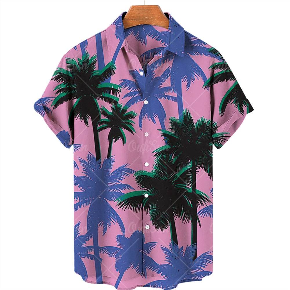 Camisa de Manga Curta de Verão Havaiana