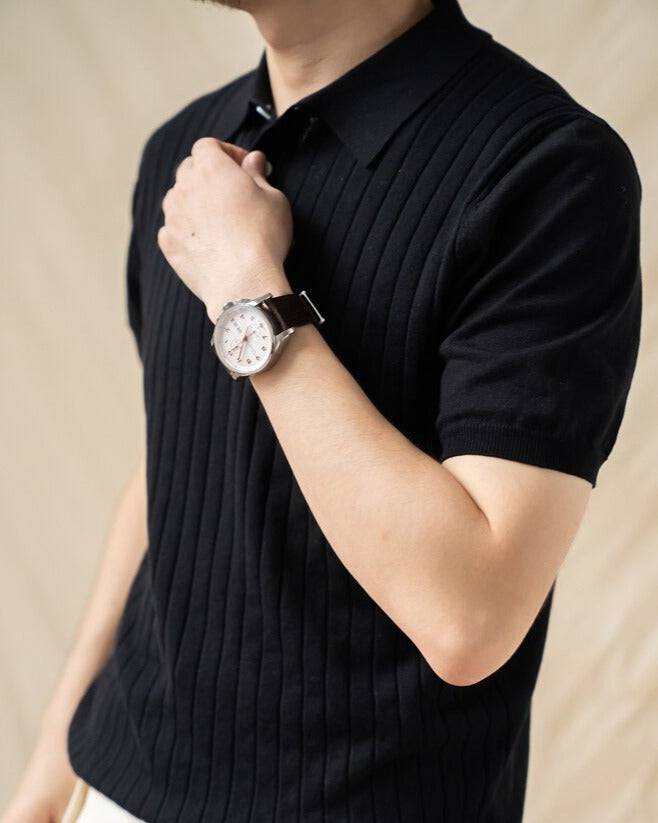 Camisa Polo Listrada Retrô de Algodão