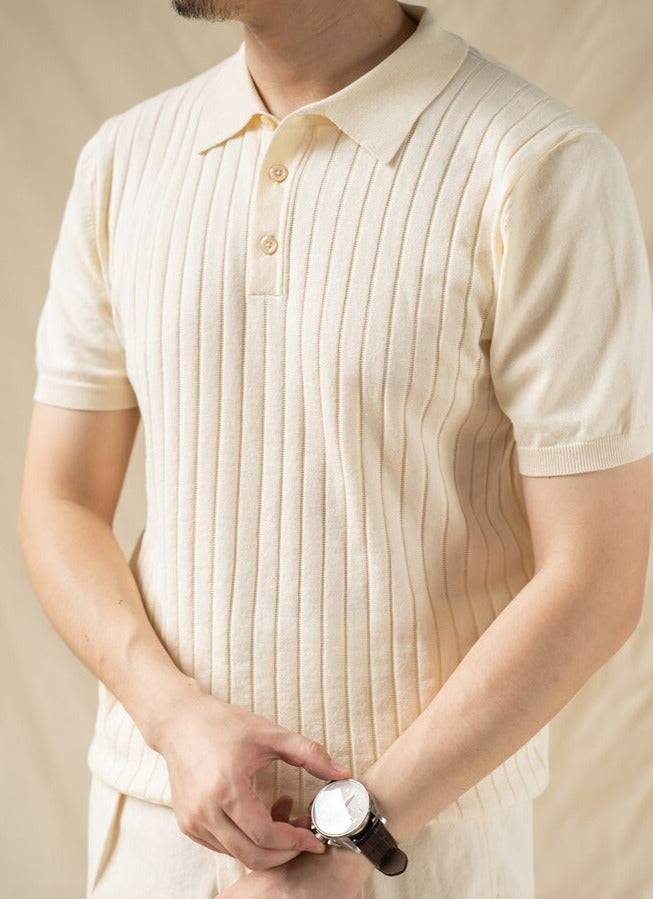Camisa Polo Listrada Retrô de Algodão