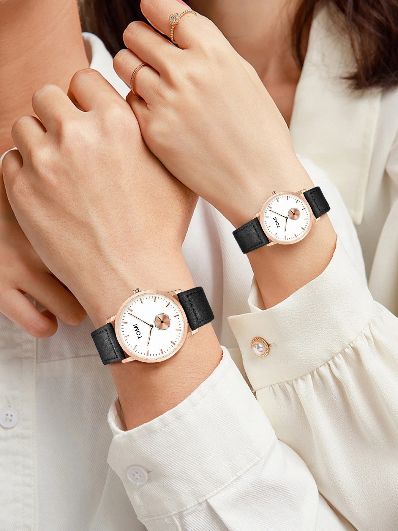 TOMI Classic Simple Couple Quartz Watch Leather Strap Rose Gold Fashion Men's And Women's Watch Casual Business Watch Clock Gift