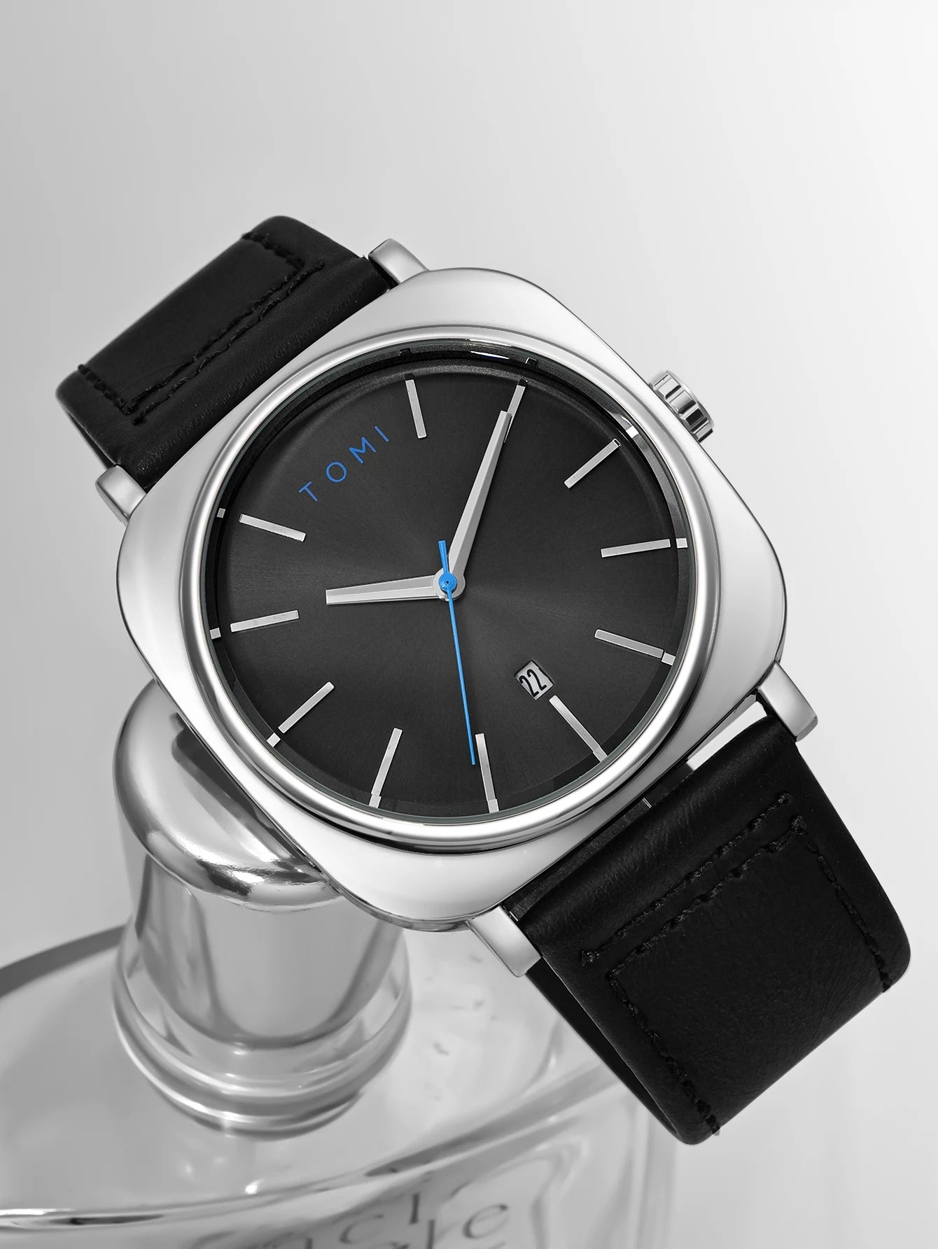 TOMI 2PCS Men Casual Fashion Watch Glasses Gift Set Classic Simple Square Case Men Quartz Watch Watch Clock Gift Set Reloj