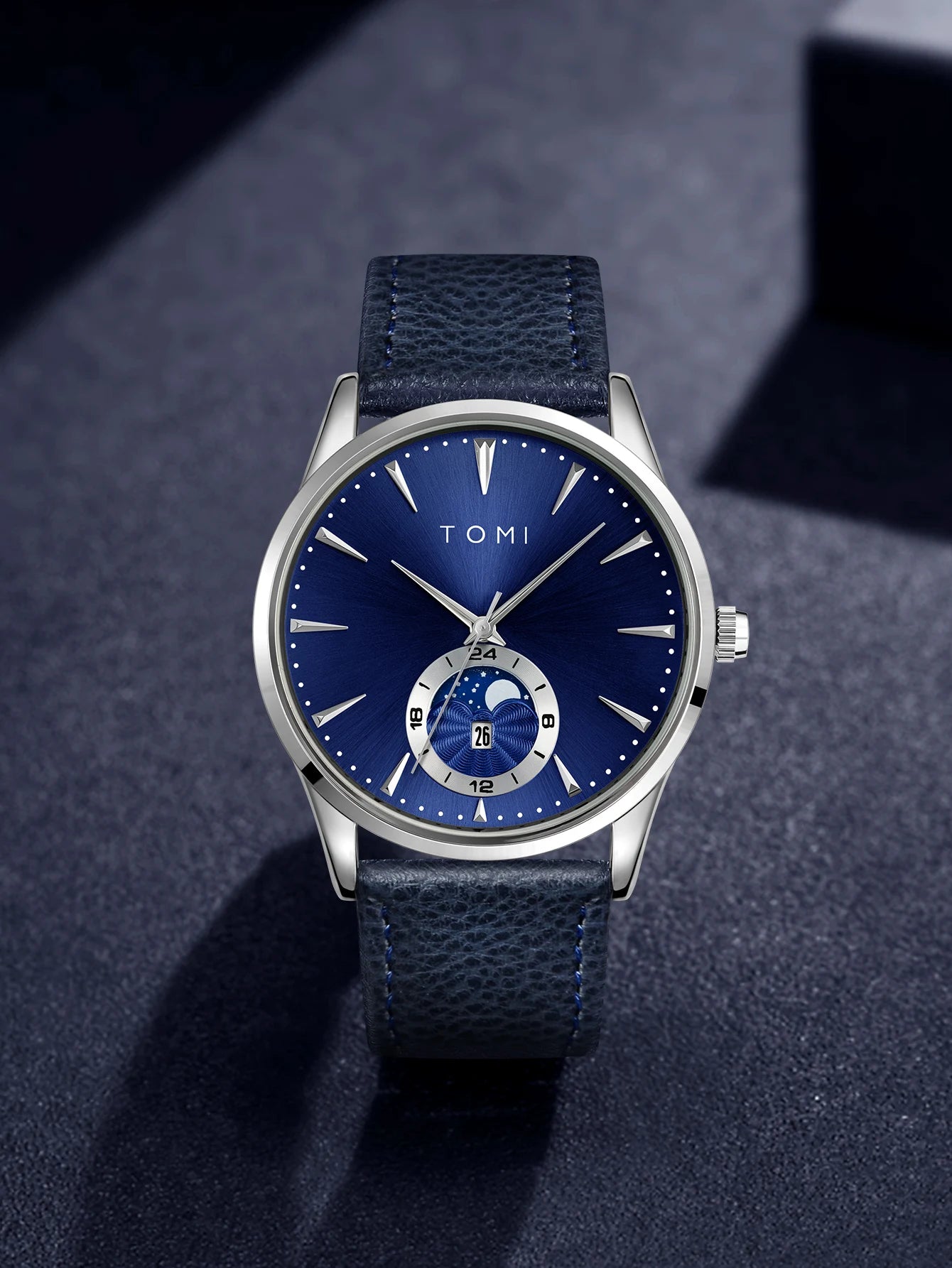 TOMI Men Luxury Leather Strap Watch Business and Leisure Large Dial Calendar Men Quartz Watch Relogio Masculino