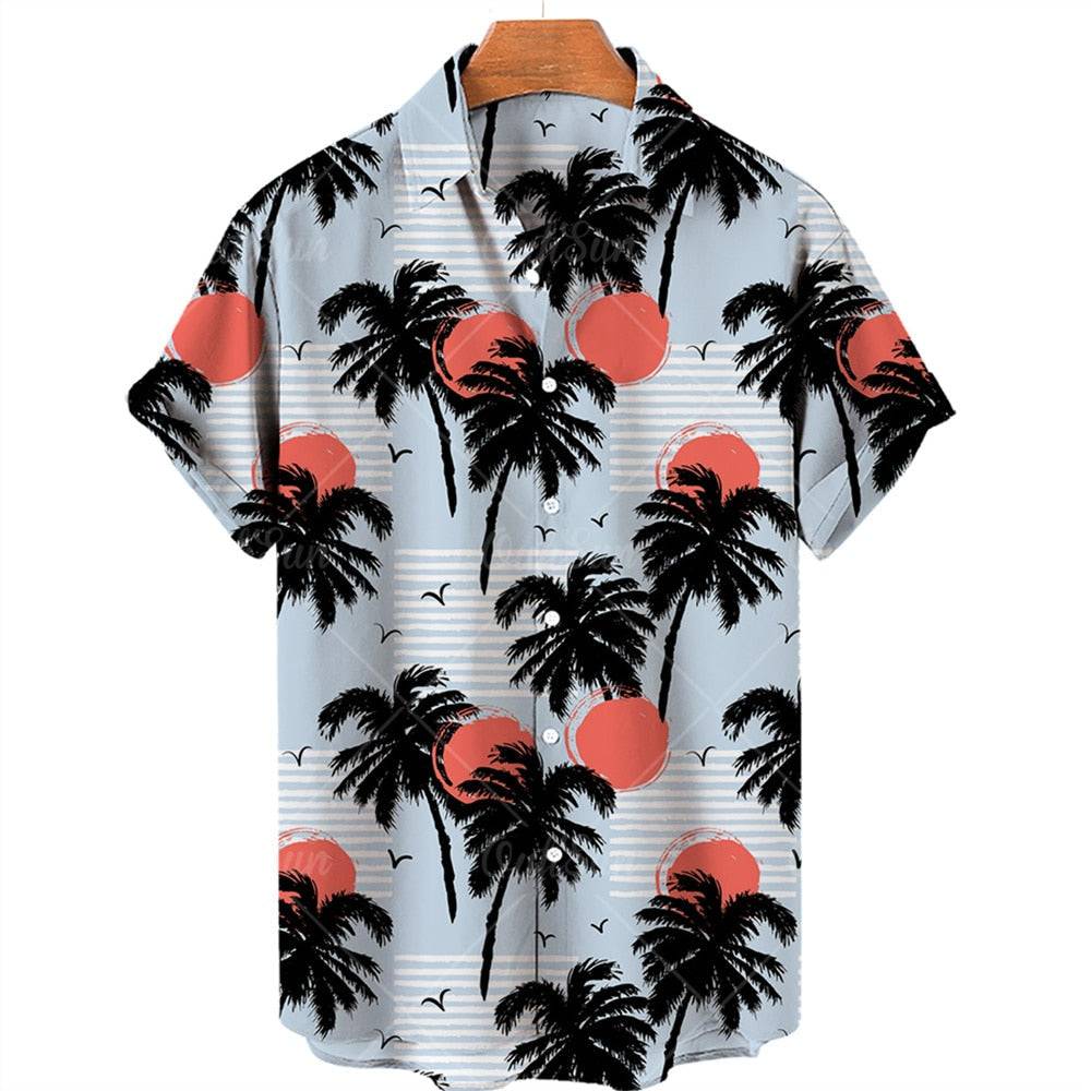 Camisa de Manga Curta de Verão Havaiana