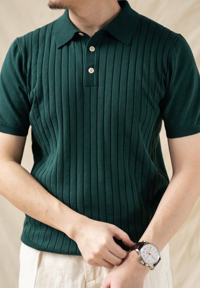 Camisa Polo Listrada Retrô de Algodão