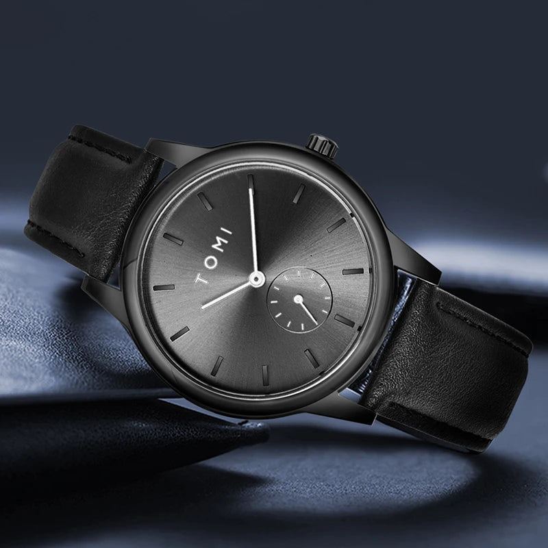 TOMI Fashion Men's Two Pin Half Belt Watch Casual and Minimalist Men's Quartz Watch
