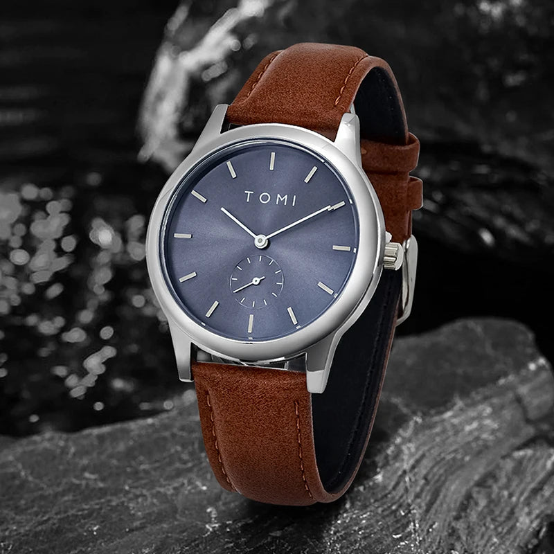 TOMI Fashion Men's Two Pin Half Belt Watch Casual and Minimalist Men's Quartz Watch