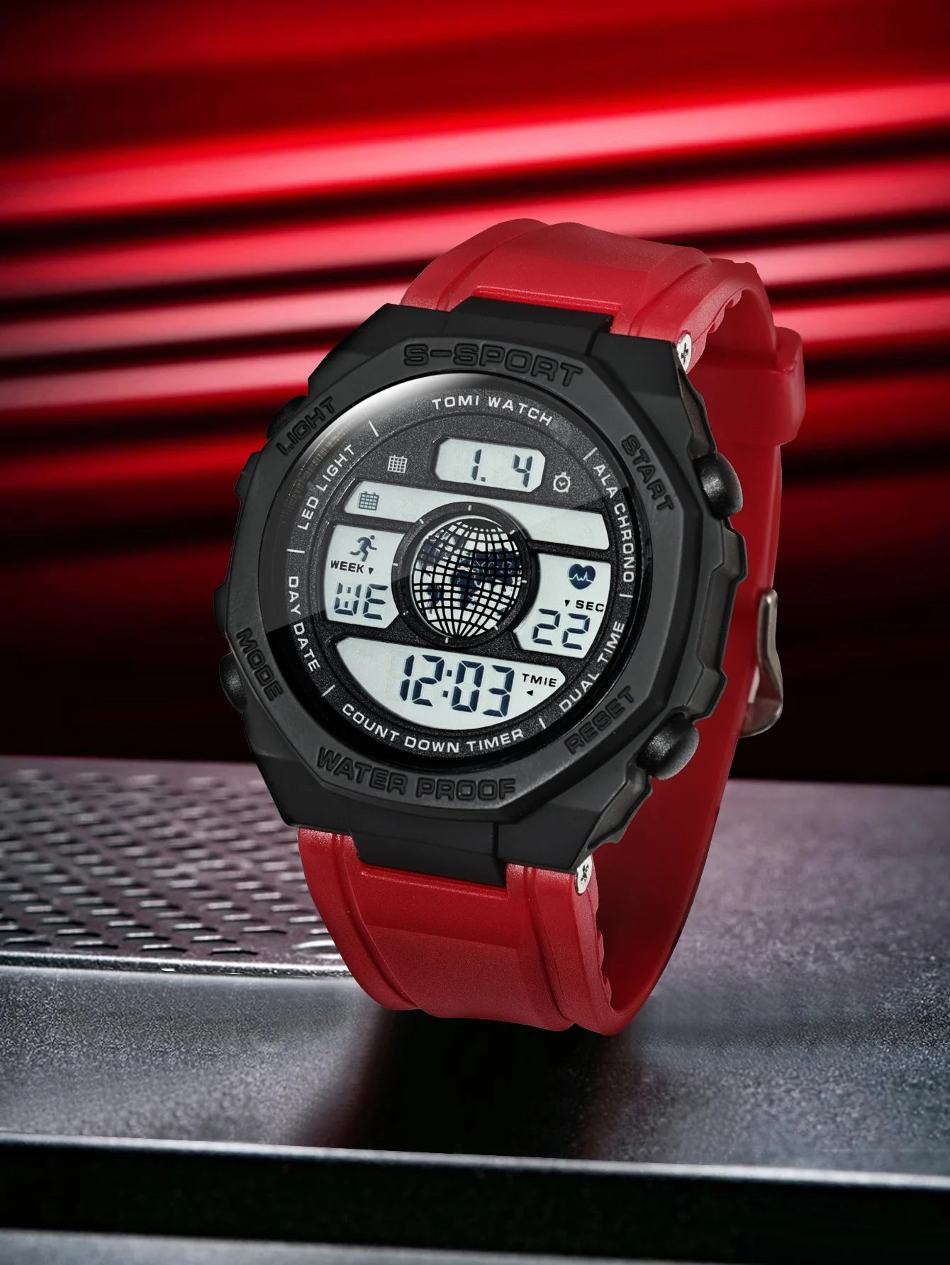 TOMI New Night Light Digital Men Electronic Watch Dual Display Outdoor Waterproof Military Sports Electronic Watch Student Watch