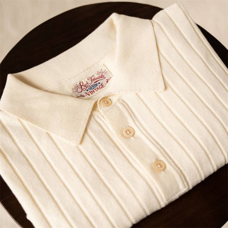 Camisa Polo Listrada Retrô de Algodão