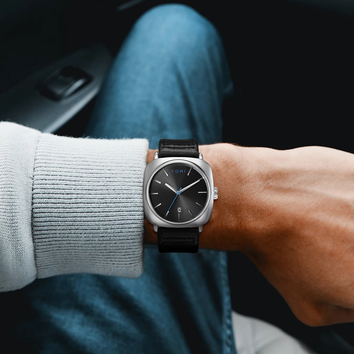 TOMI 2PCS Men Casual Fashion Watch Glasses Gift Set Classic Simple Square Case Men Quartz Watch Watch Clock Gift Set Reloj