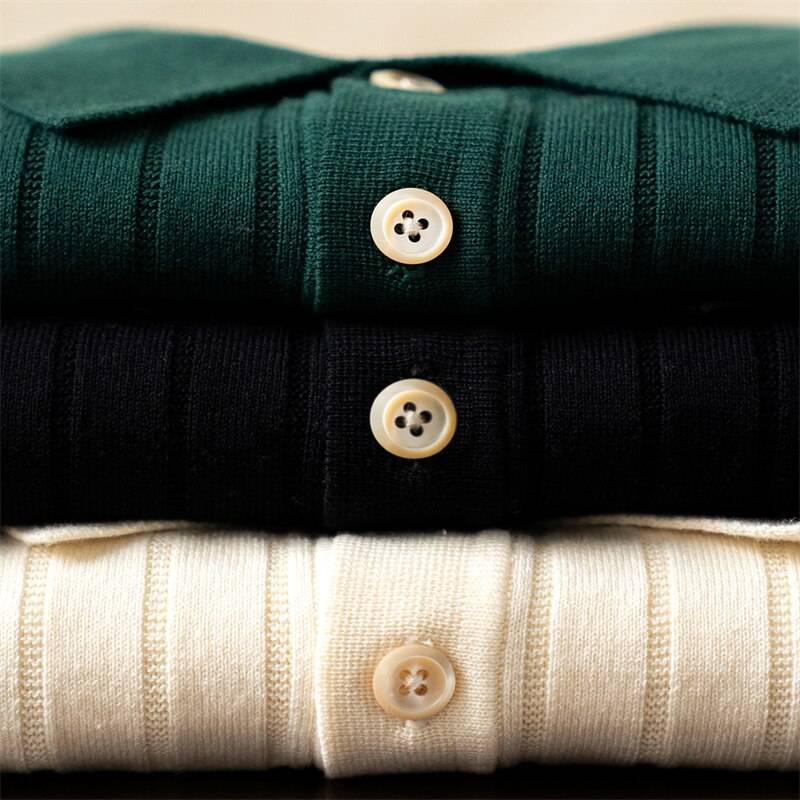 Camisa Polo Listrada Retrô de Algodão