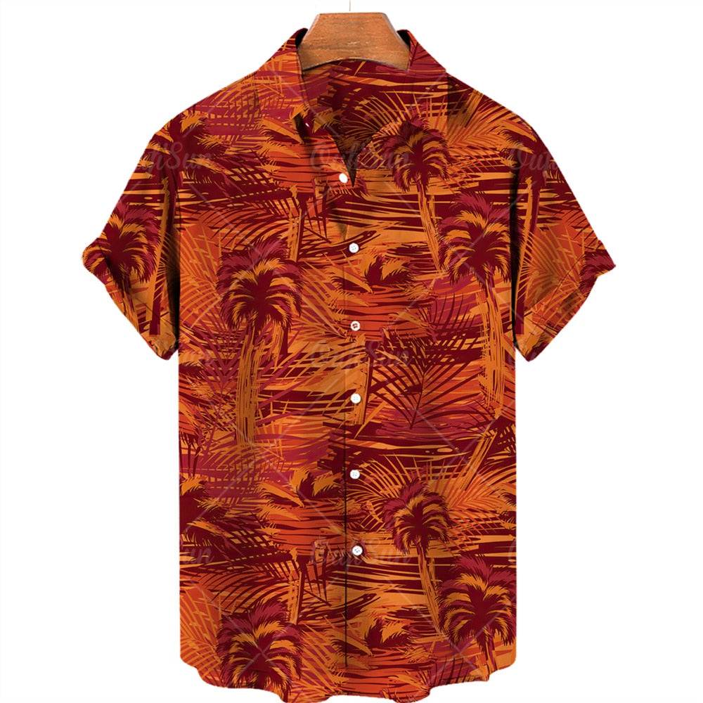 Camisa de Manga Curta de Verão Havaiana