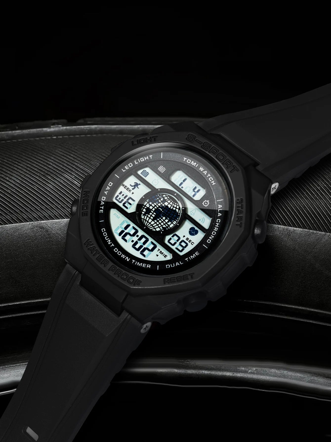 TOMI New Night Light Digital Men Electronic Watch Dual Display Outdoor Waterproof Military Sports Electronic Watch Student Watch