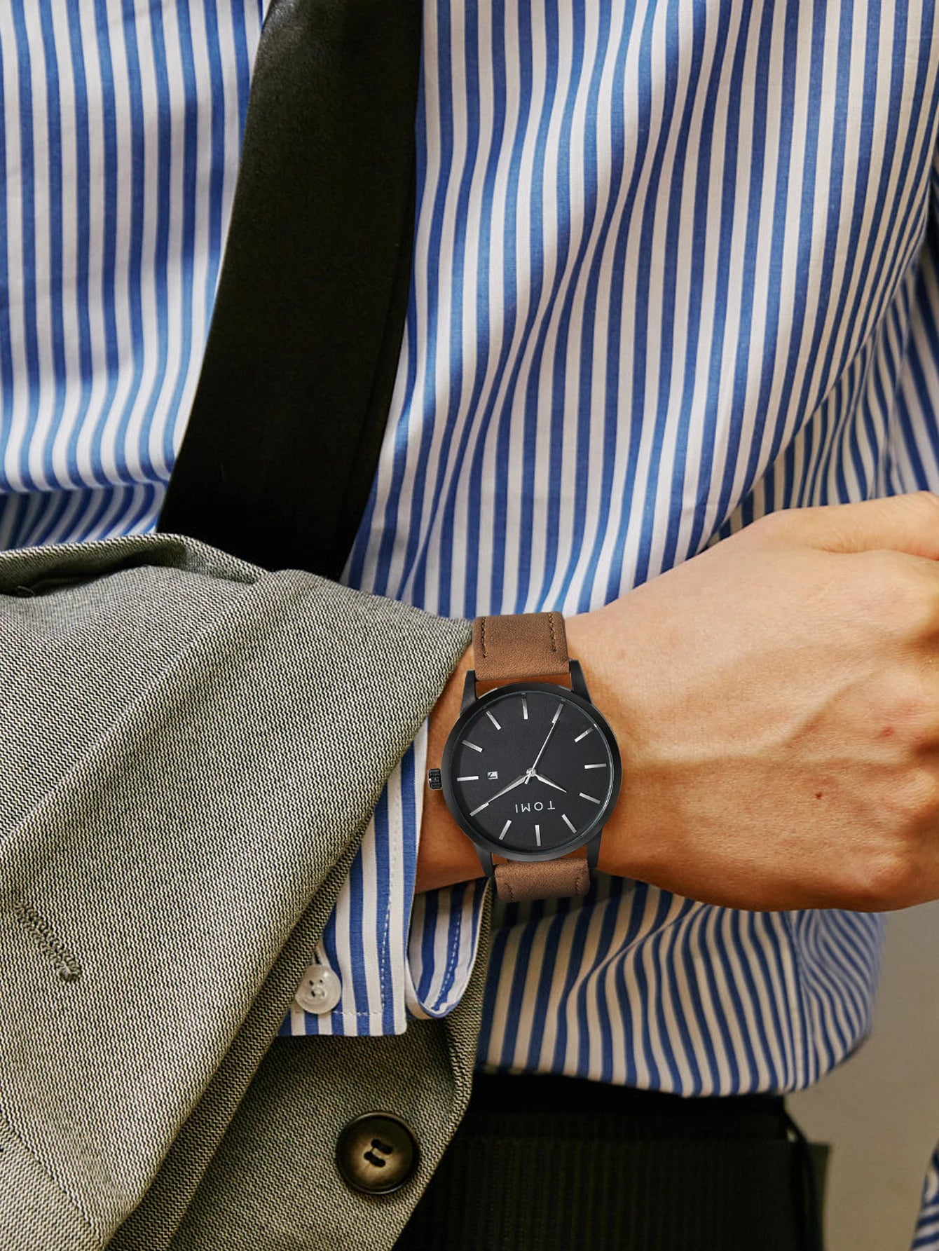 Hot Selling TOMI Men's 4PCS Gift Box Set Watch Minimalist Casual Men's Quartz Watch Tie Clip Sleeve Buckle Clock Gift Relojes