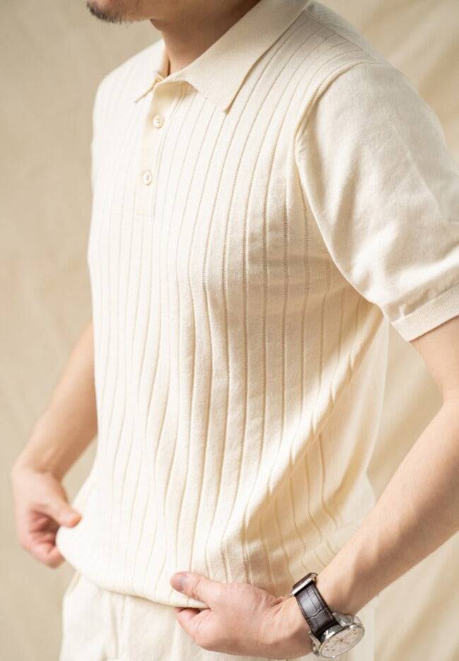 Camisa Polo Listrada Retrô de Algodão