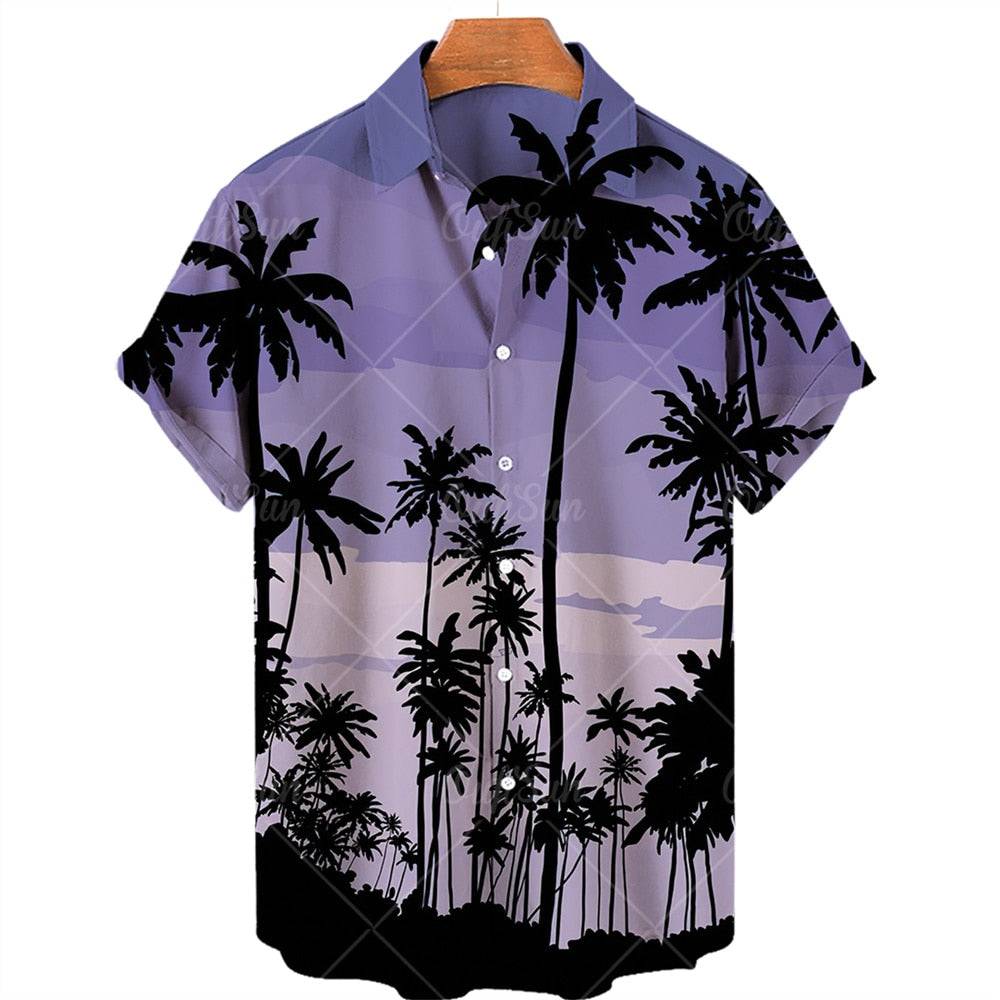Camisa de Manga Curta de Verão Havaiana