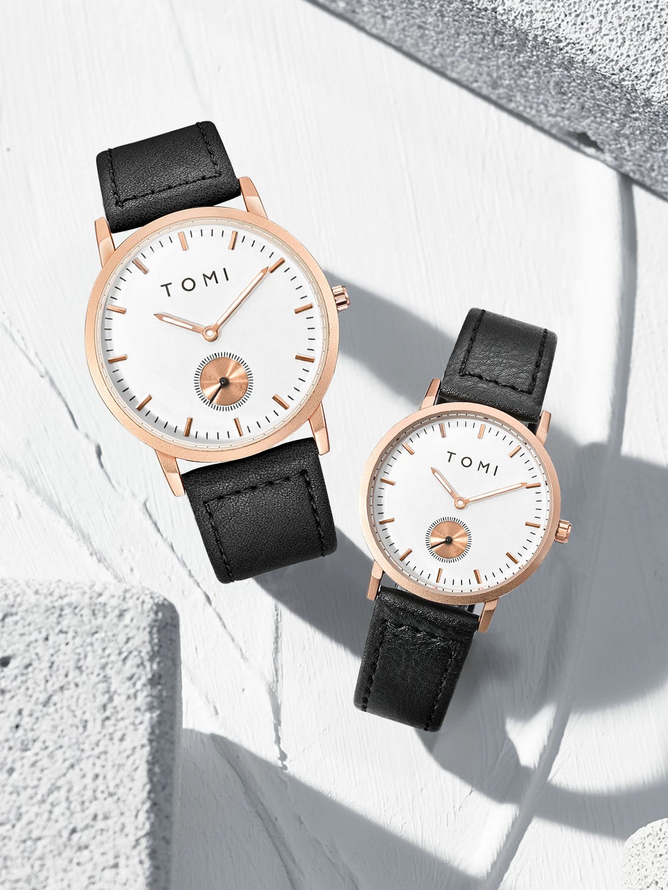 TOMI Classic Simple Couple Quartz Watch Leather Strap Rose Gold Fashion Men's And Women's Watch Casual Business Watch Clock Gift