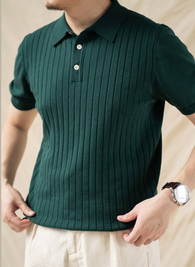 Camisa Polo Listrada Retrô de Algodão