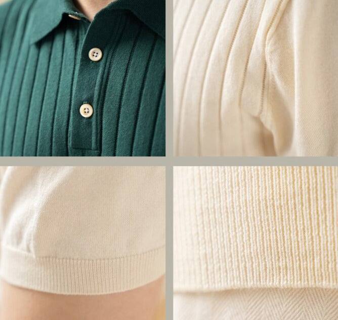Camisa Polo Listrada Retrô de Algodão