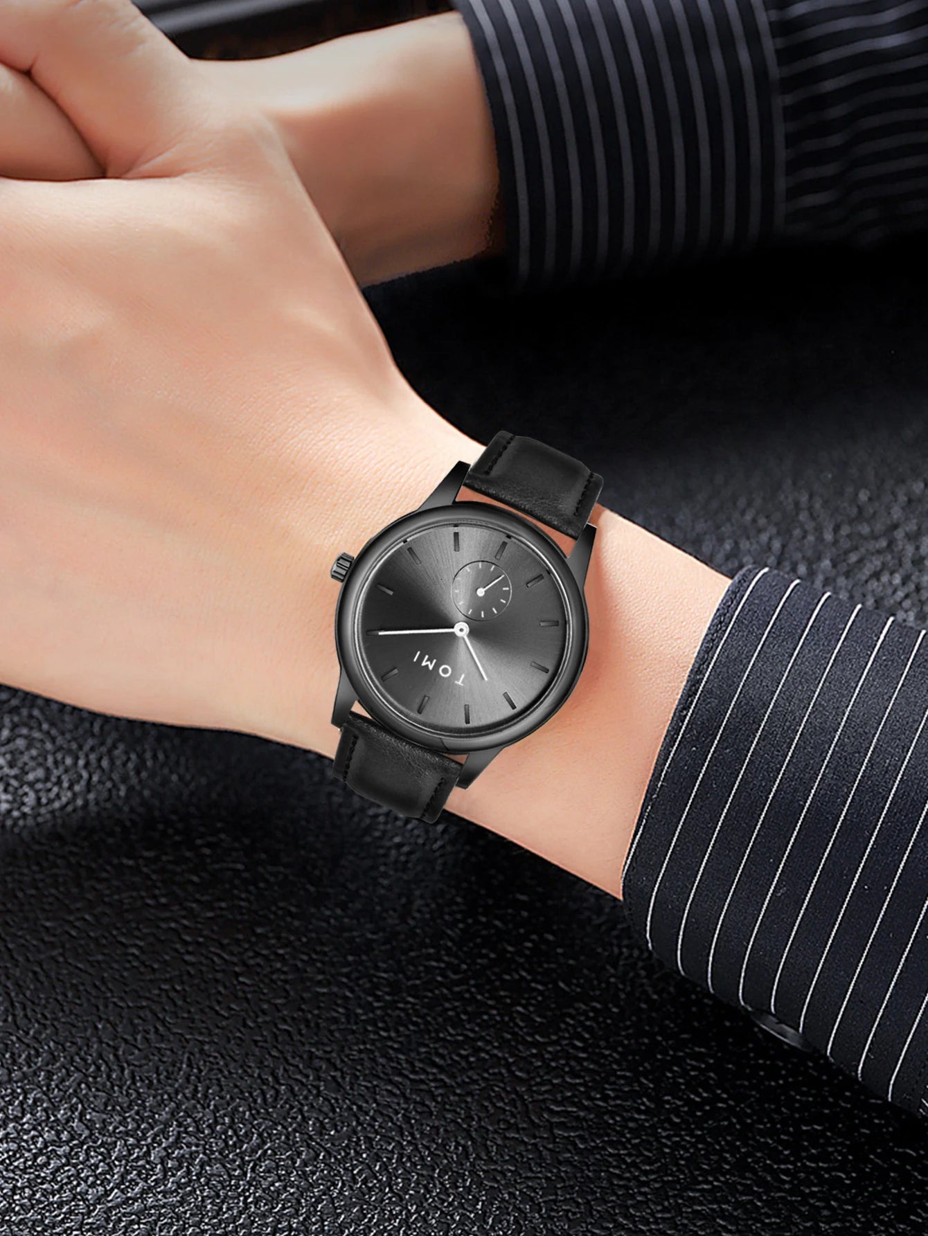 TOMI Fashion Men's Two Pin Half Belt Watch Casual and Minimalist Men's Quartz Watch