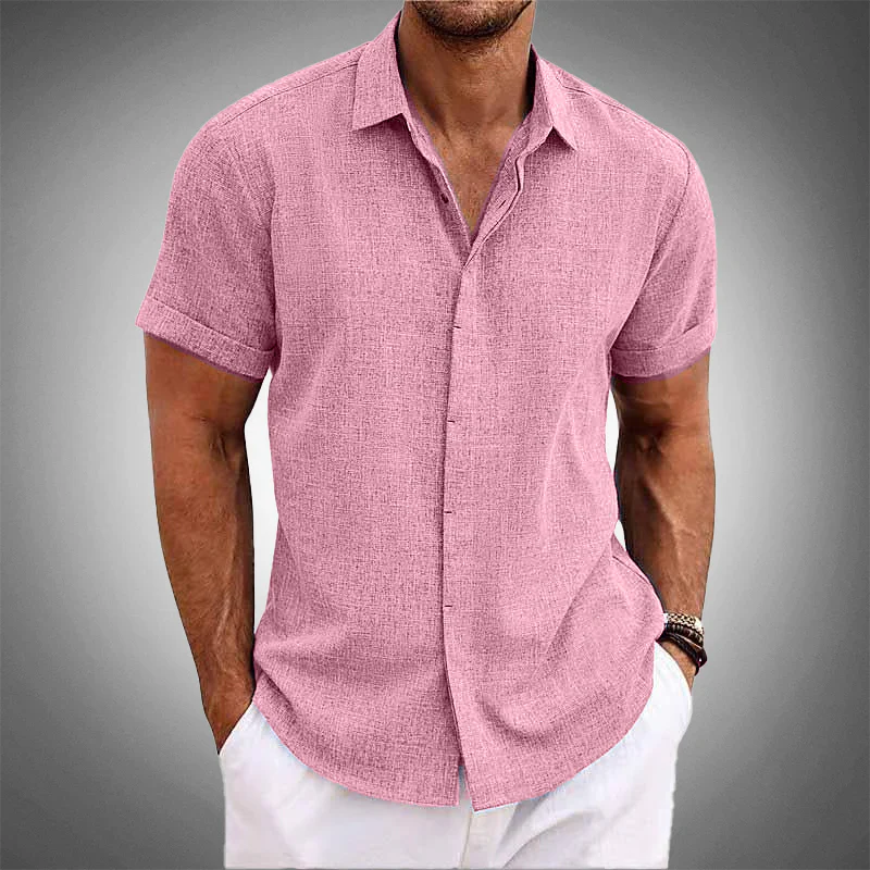 Camisa de manga curta de algodão e linho OLIVER™