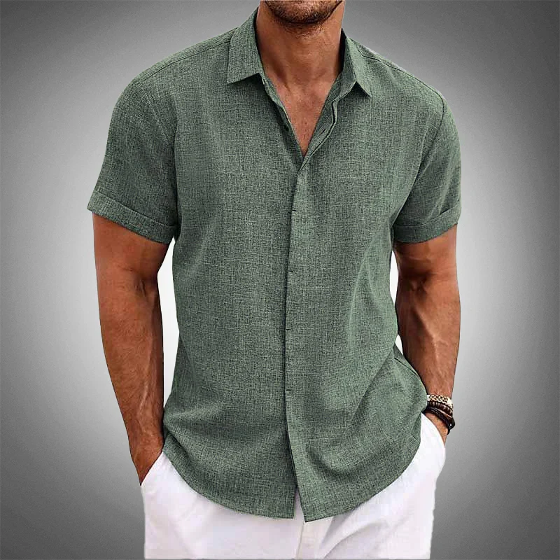 Camisa de manga curta de algodão e linho OLIVER™