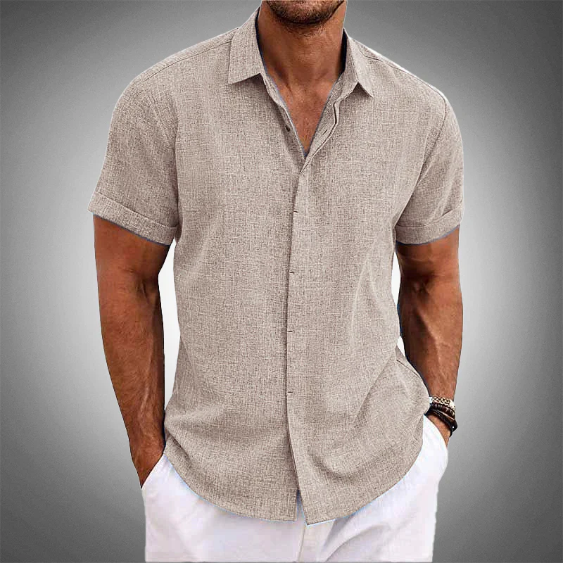 Camisa de manga curta de algodão e linho OLIVER™