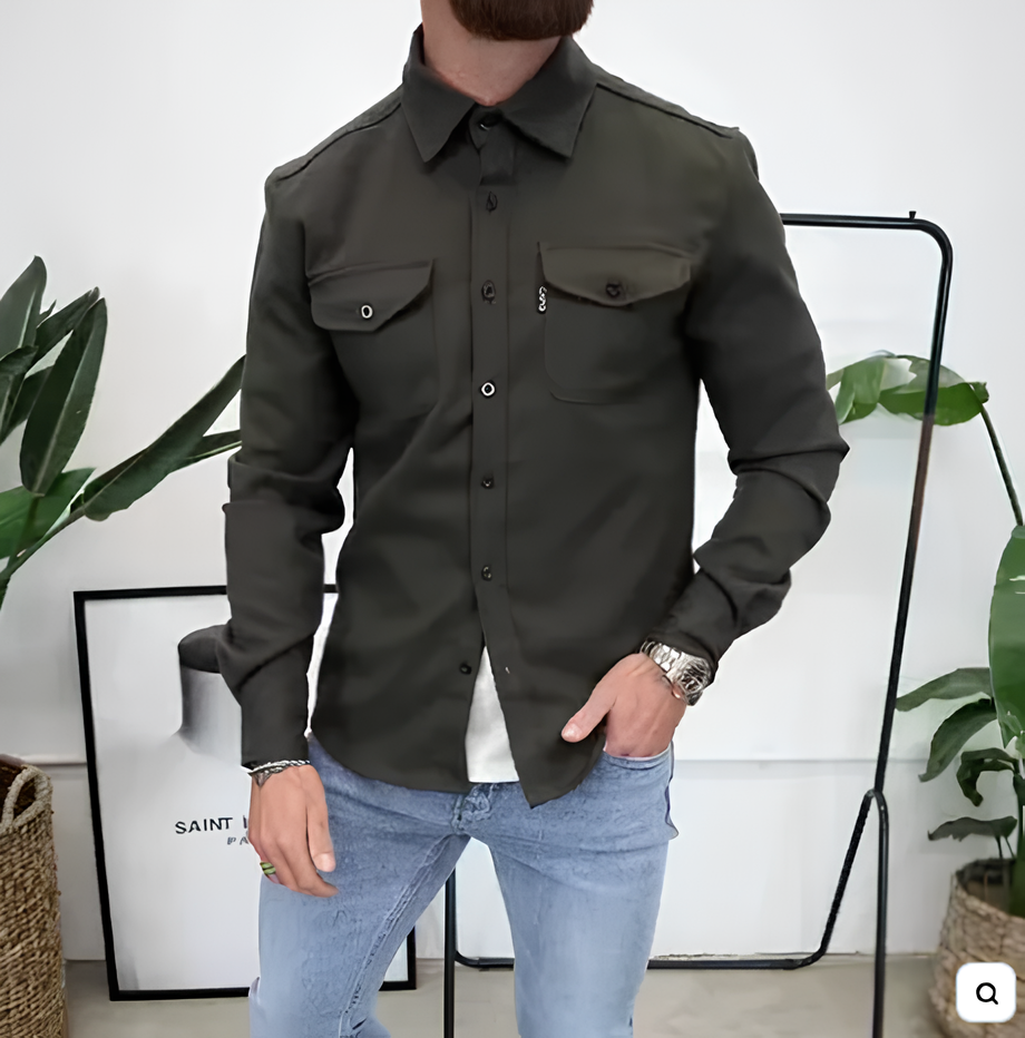 Casaco de Lapela de manga longa masculino.