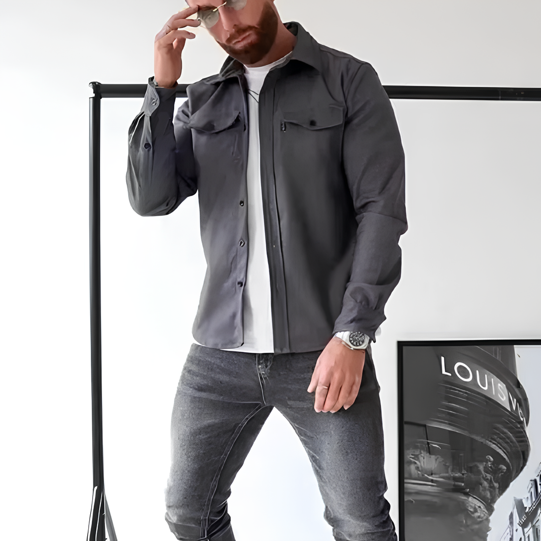 Casaco de Lapela de manga longa masculino.