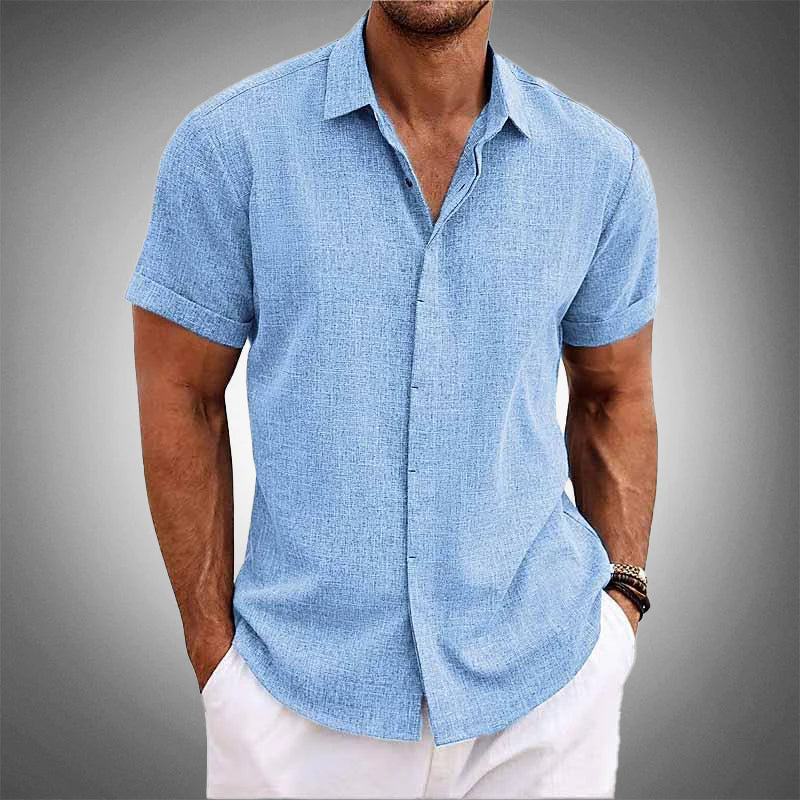 Camisa de manga curta de algodão e linho OLIVER™