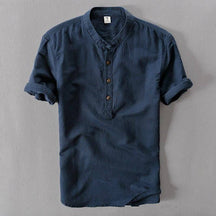 Camisa de manga curta em algodão de linho
