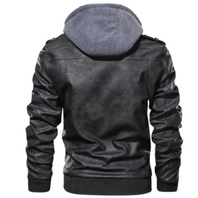 Jaqueta de Couro Masculina com Capuz