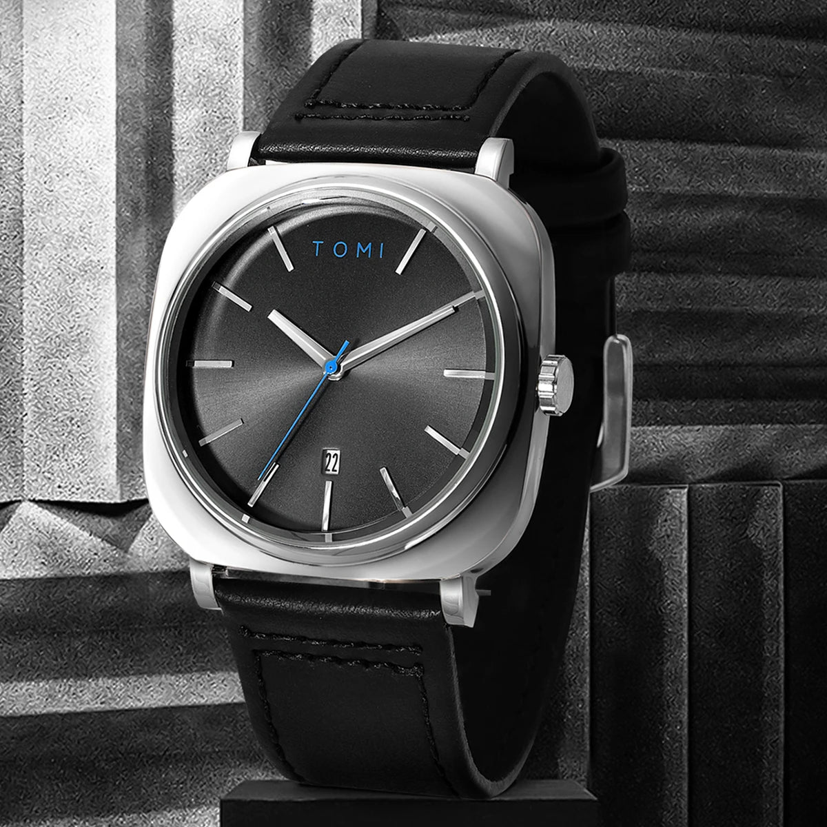 TOMI 2PCS Men Casual Fashion Watch Glasses Gift Set Classic Simple Square Case Men Quartz Watch Watch Clock Gift Set Reloj
