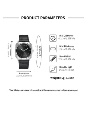 TOMI 2PCS Men Casual Fashion Watch Glasses Gift Set Classic Simple Square Case Men Quartz Watch Watch Clock Gift Set Reloj