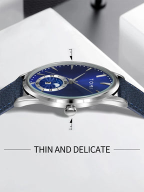 TOMI Men Luxury Leather Strap Watch Business and Leisure Large Dial Calendar Men Quartz Watch Relogio Masculino