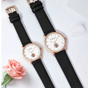 TOMI Classic Simple Couple Quartz Watch Leather Strap Rose Gold Fashion Men's And Women's Watch Casual Business Watch Clock Gift