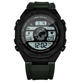 TOMI New Night Light Digital Men Electronic Watch Dual Display Outdoor Waterproof Military Sports Electronic Watch Student Watch