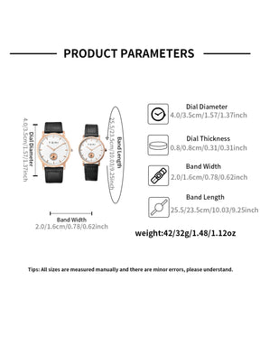 TOMI Classic Simple Couple Quartz Watch Leather Strap Rose Gold Fashion Men's And Women's Watch Casual Business Watch Clock Gift