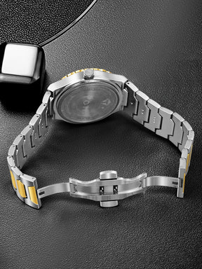TOMI New 4PCS Luxury Men Watch Gift Set High Quality Steel Strip Striped Dial Calendar Men Quartz Watch Clock Gifts Reloj