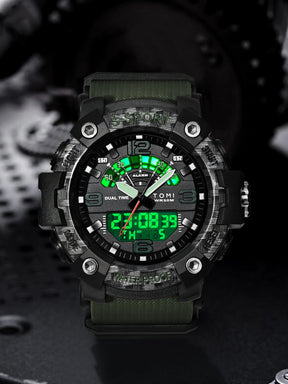 TOMI Men's LED Waterproof Digital Watch Men's Fitness Electronic Watch Multi functional Military Sports Watch Children's Gift