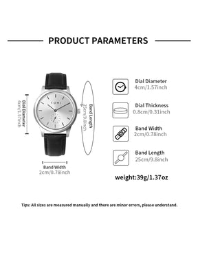 TOMI Fashion Men's Two Pin Half Belt Watch Casual and Minimalist Men's Quartz Watch