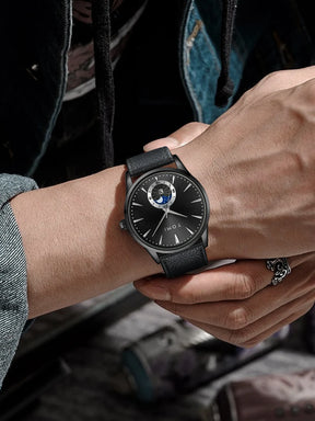 TOMI Men Luxury Leather Strap Watch Business and Leisure Large Dial Calendar Men Quartz Watch Relogio Masculino