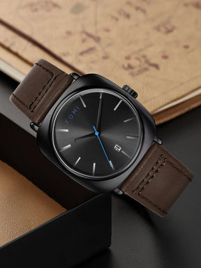 TOMI 2PCS Men Casual Fashion Watch Glasses Gift Set Classic Simple Square Case Men Quartz Watch Watch Clock Gift Set Reloj