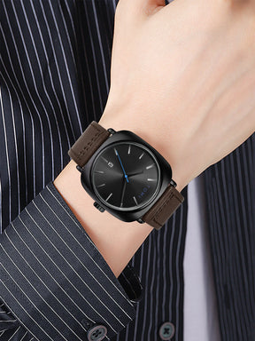 TOMI 2PCS Men Casual Fashion Watch Glasses Gift Set Classic Simple Square Case Men Quartz Watch Watch Clock Gift Set Reloj