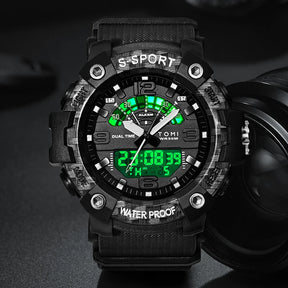 TOMI Men's LED Waterproof Digital Watch Men's Fitness Electronic Watch Multi functional Military Sports Watch Children's Gift