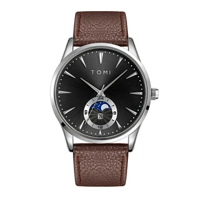 TOMI Men Luxury Leather Strap Watch Business and Leisure Large Dial Calendar Men Quartz Watch Relogio Masculino