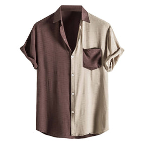 Camisa de manga curta de duas cores