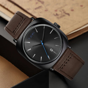 TOMI 2PCS Men Casual Fashion Watch Glasses Gift Set Classic Simple Square Case Men Quartz Watch Watch Clock Gift Set Reloj