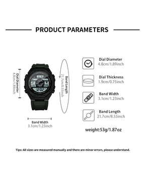 TOMI New Night Light Digital Men Electronic Watch Dual Display Outdoor Waterproof Military Sports Electronic Watch Student Watch
