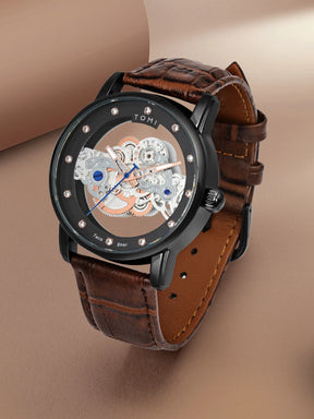 Relógio Deorro de Luxo Diamante  Couro Legítimo